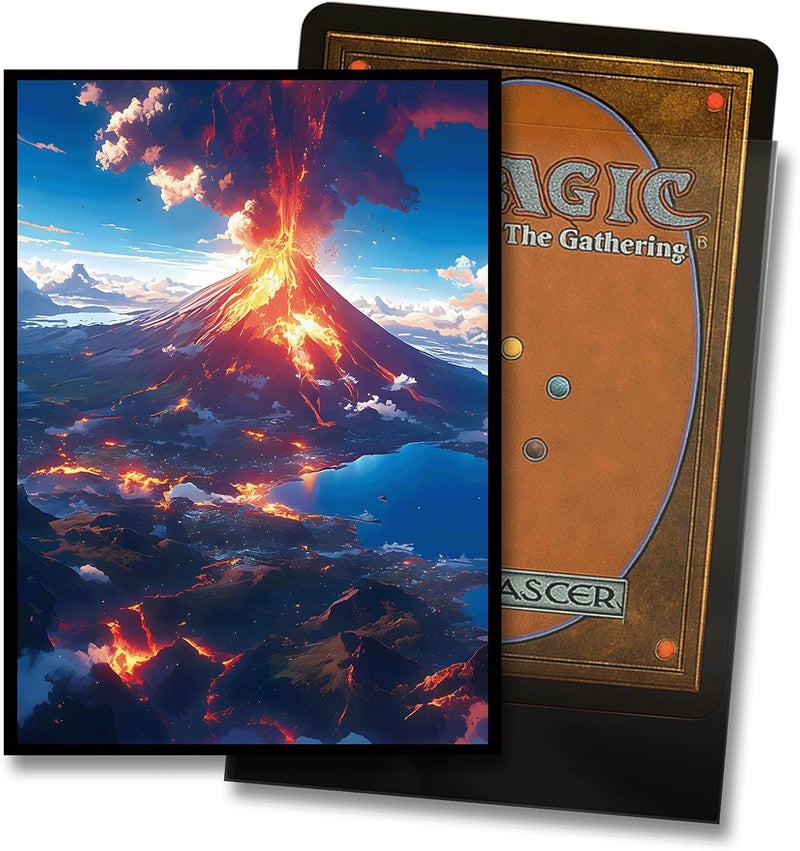 Kiiransr MTG Card Sleeves - Volcanic Island(Blue Red) - Fantasy Dual Lands Series - Ultra Clear Front & Matte Finish Back, 100 Count Standard Size TCG Art Sleeves for Magic The Gathering - Image 2